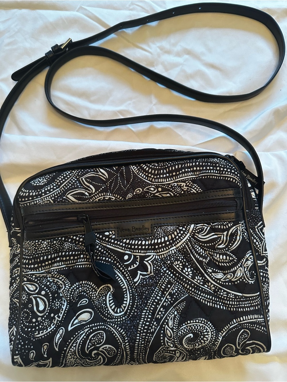 Vera Bradley Black and White Paisley Quilted Crossbody